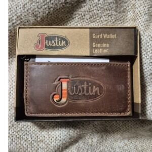 Justin Genuine Leather Card Wallet Brown‎ Western Style New in Box